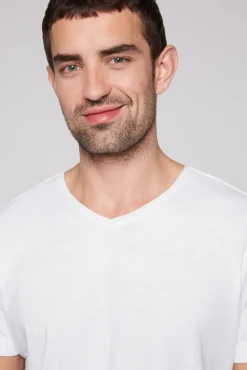 Hot CAMP DAVID & SOCCX Basic T-Shirt V-Neck mit Used-Kante opticwhite