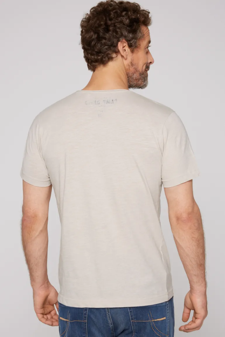 Best Sale CAMP DAVID & SOCCX Basic T-Shirt V-Neck mit Used-Kante light cappuccino lightcappuccino