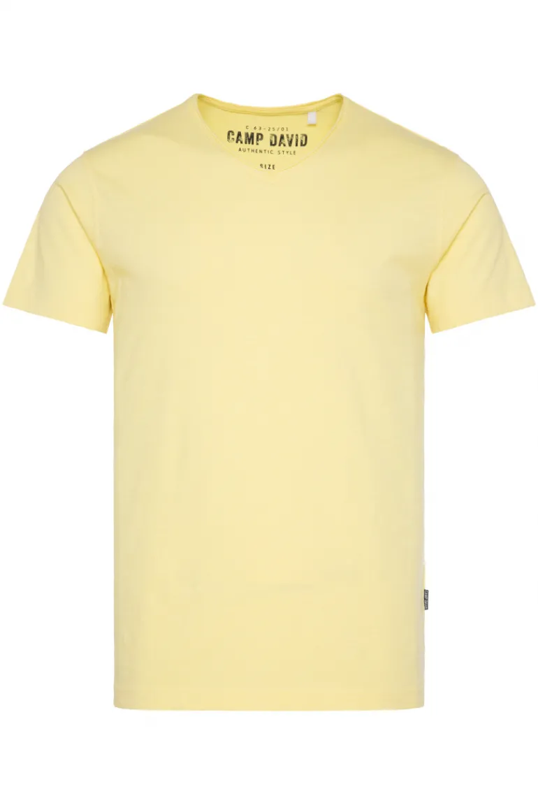 Best Sale CAMP DAVID & SOCCX Basic T-Shirt V-Neck mit Used-Kante sun