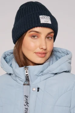 Outlet CAMP DAVID & SOCCX Beanie in Rippstrick mit Label Patch blue navy bluenavy