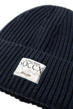 Outlet CAMP DAVID & SOCCX Beanie in Rippstrick mit Label Patch blue navy bluenavy