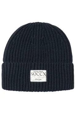 Outlet CAMP DAVID & SOCCX Beanie in Rippstrick mit Label Patch blue navy bluenavy