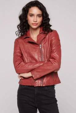 Clearance CAMP DAVID & SOCCX Bikerjacke aus Leder im Vintage Look red