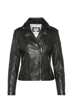 Best Sale CAMP DAVID & SOCCX Bikerjacke aus Leder im Vintage Look black