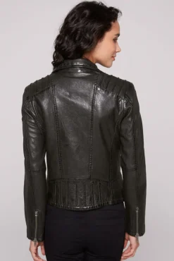Best Sale CAMP DAVID & SOCCX Bikerjacke aus Leder im Vintage Look black