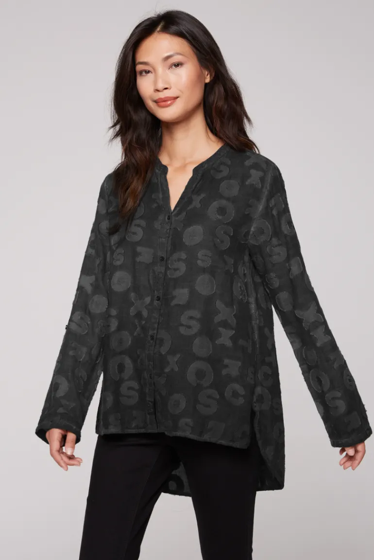 Cheap CAMP DAVID & SOCCX Bluse Oil Dyed mit Intarsia-Muster black