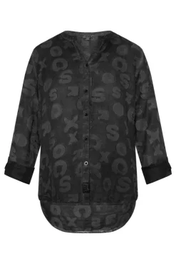 Cheap CAMP DAVID & SOCCX Bluse Oil Dyed mit Intarsia-Muster black