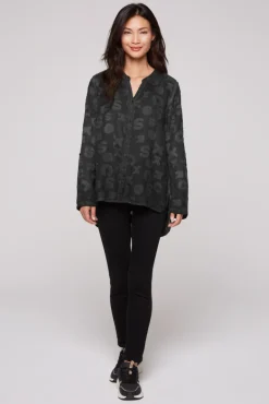Cheap CAMP DAVID & SOCCX Bluse Oil Dyed mit Intarsia-Muster black