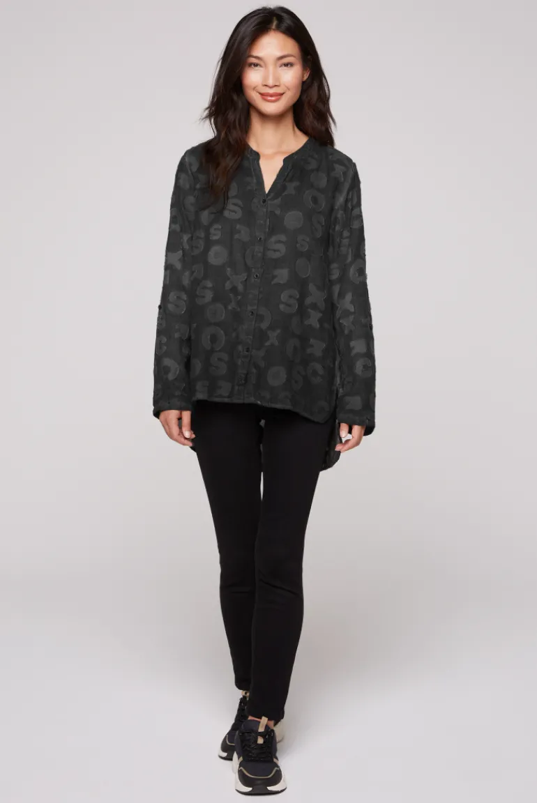 Cheap CAMP DAVID & SOCCX Bluse Oil Dyed mit Intarsia-Muster black