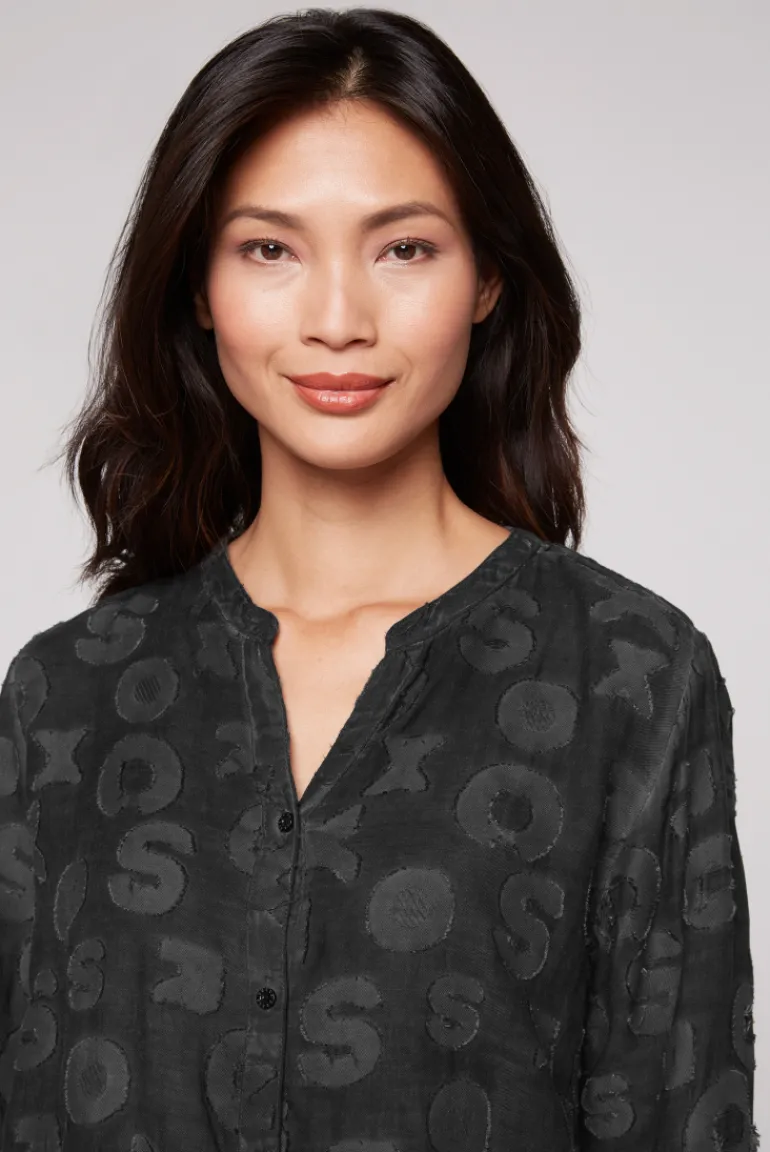 Cheap CAMP DAVID & SOCCX Bluse Oil Dyed mit Intarsia-Muster black