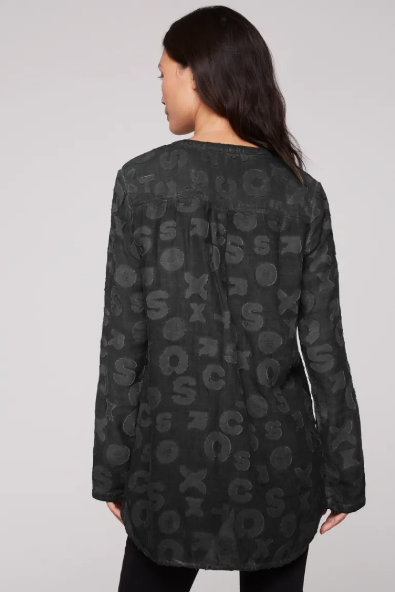 Cheap CAMP DAVID & SOCCX Bluse Oil Dyed mit Intarsia-Muster black