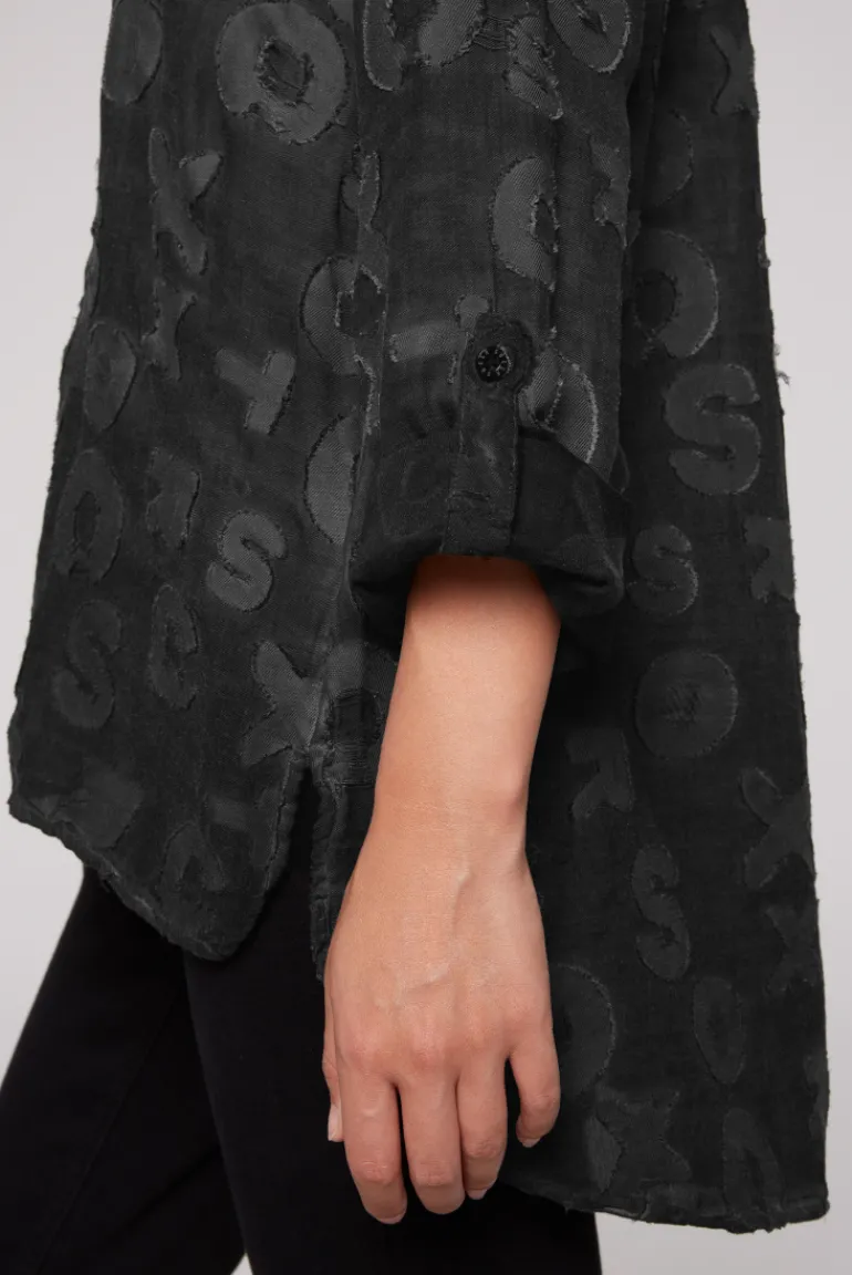 Cheap CAMP DAVID & SOCCX Bluse Oil Dyed mit Intarsia-Muster black