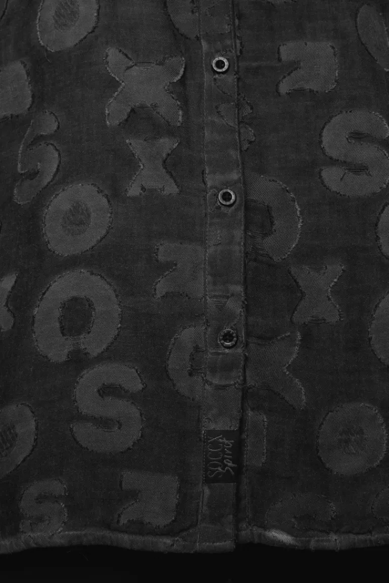 Cheap CAMP DAVID & SOCCX Bluse Oil Dyed mit Intarsia-Muster black