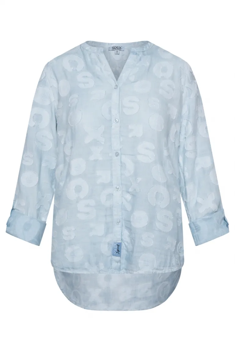 Outlet CAMP DAVID & SOCCX Bluse Oil Dyed mit Intarsia-Muster cool blue coolblue