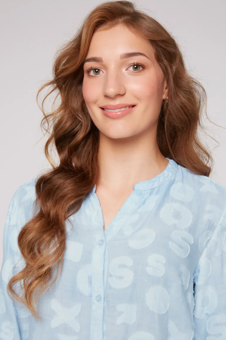 Outlet CAMP DAVID & SOCCX Bluse Oil Dyed mit Intarsia-Muster cool blue coolblue