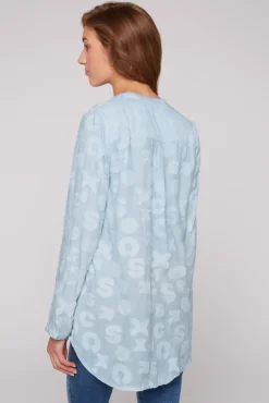 Outlet CAMP DAVID & SOCCX Bluse Oil Dyed mit Intarsia-Muster cool blue coolblue