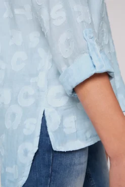 Outlet CAMP DAVID & SOCCX Bluse Oil Dyed mit Intarsia-Muster cool blue coolblue