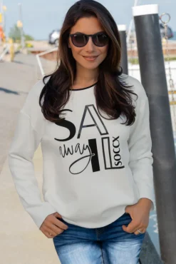 Store CAMP DAVID & SOCCX Bonded Sweatshirt mit Glossy-Print ivory