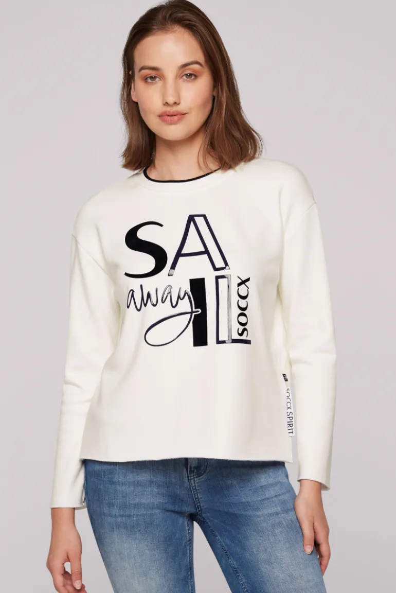 Store CAMP DAVID & SOCCX Bonded Sweatshirt mit Glossy-Print ivory