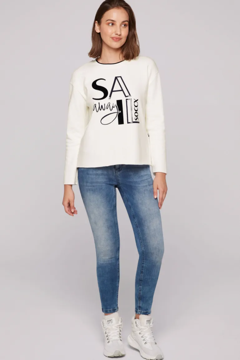 Store CAMP DAVID & SOCCX Bonded Sweatshirt mit Glossy-Print ivory