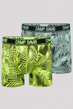 Hot CAMP DAVID & SOCCX Boxershorts mit All Over Print, 2er-Pack aqua / neon lime