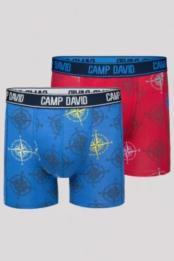 Shop CAMP DAVID & SOCCX Boxershorts mit All Over Print, 2er-Pack electric blue / red