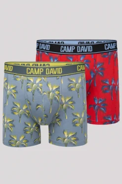 Hot CAMP DAVID & SOCCX Boxershorts mit All Over Print, 2er-Pack surf grey / red