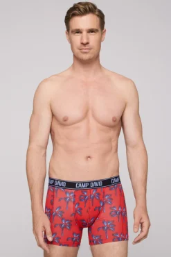Hot CAMP DAVID & SOCCX Boxershorts mit All Over Print, 2er-Pack surf grey / red