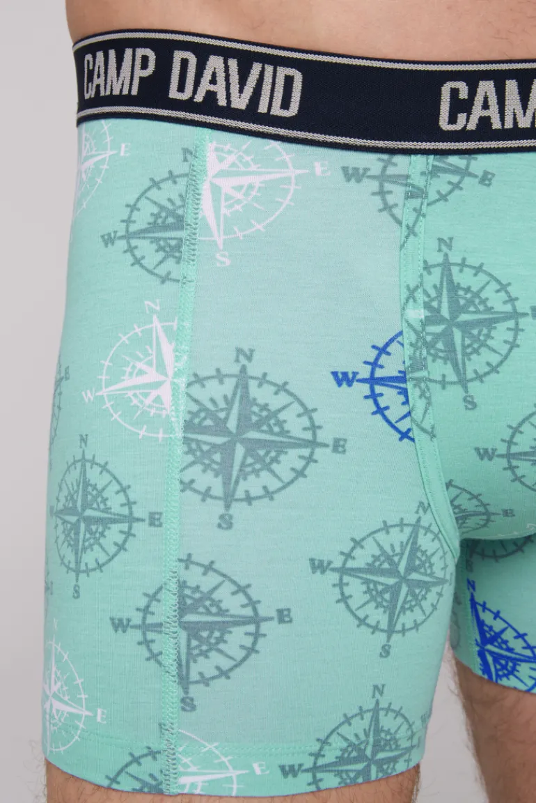 Hot CAMP DAVID & SOCCX Boxershorts mit All Over Print, 2er-Pack blue navy / sun aqua