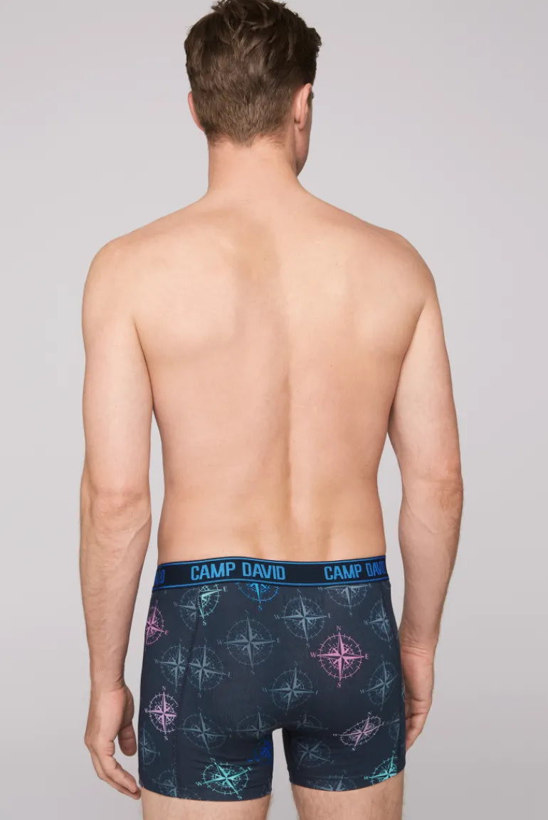 Hot CAMP DAVID & SOCCX Boxershorts mit All Over Print, 2er-Pack blue navy / sun aqua