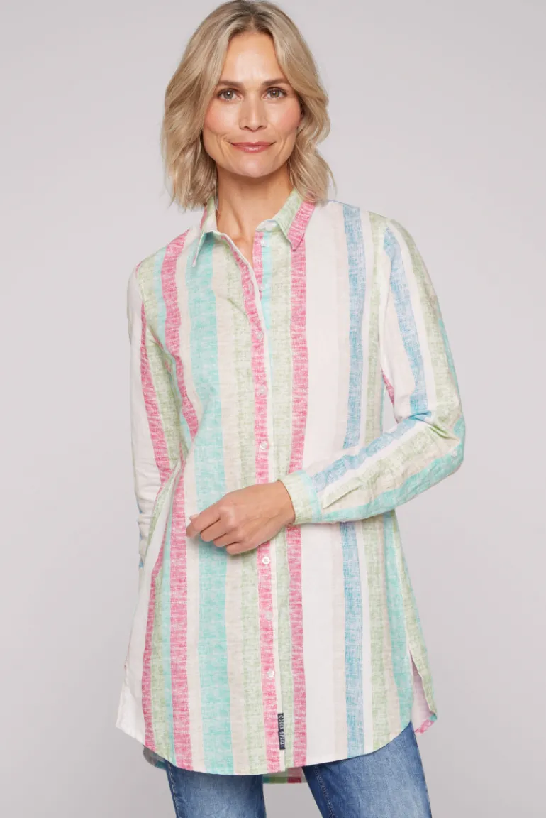 Store CAMP DAVID & SOCCX Bunt gestreifte Leinenbluse multi color multicolor