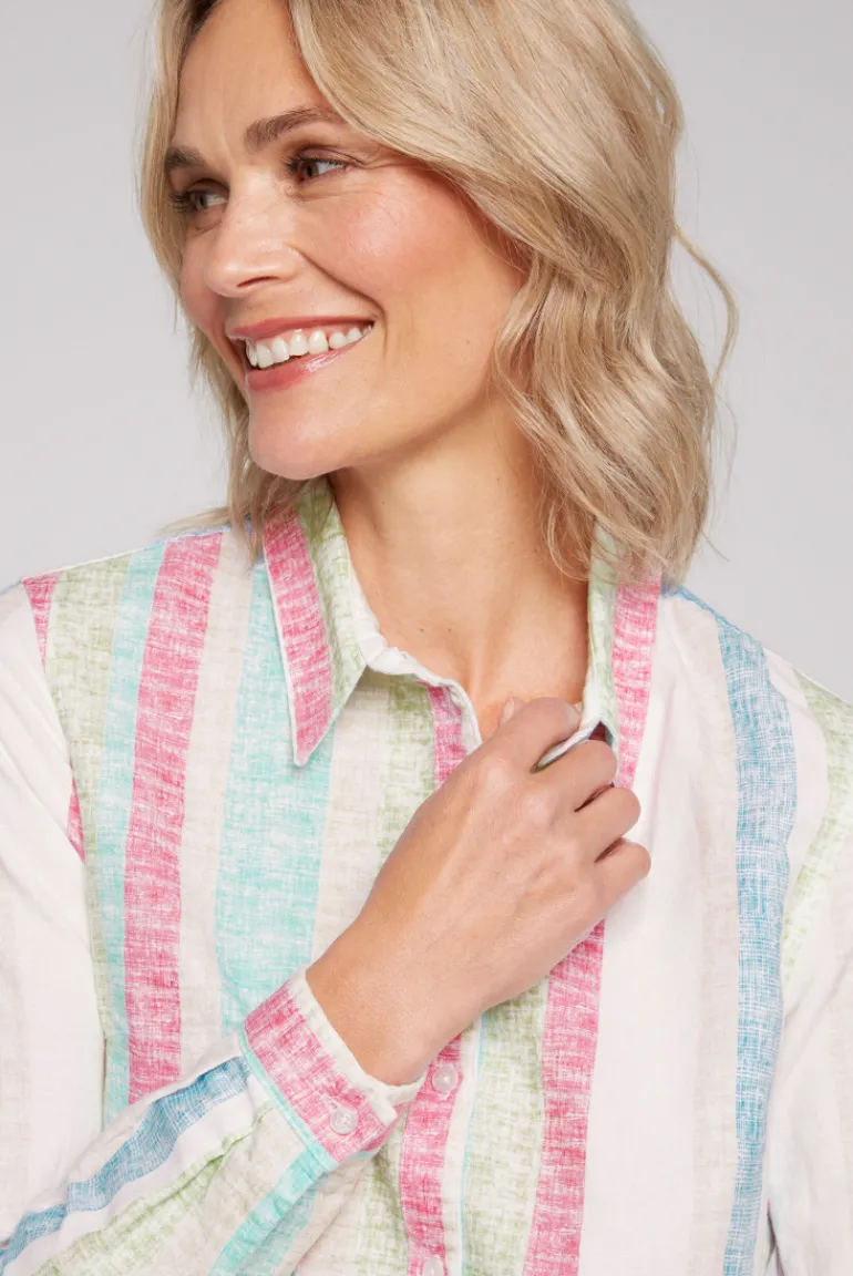 Store CAMP DAVID & SOCCX Bunt gestreifte Leinenbluse multi color multicolor