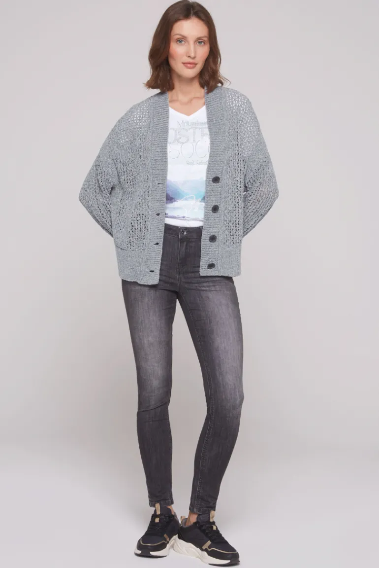 Best CAMP DAVID & SOCCX Chenille-Cardigan mit Strickmuster cold grey coldgrey