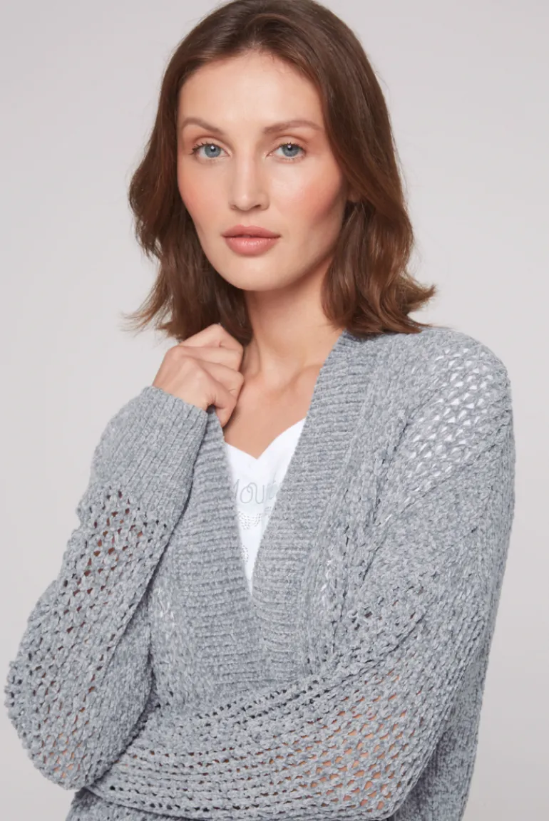 Best CAMP DAVID & SOCCX Chenille-Cardigan mit Strickmuster cold grey coldgrey