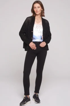 Cheap CAMP DAVID & SOCCX Chenille-Cardigan mit Strickmuster black