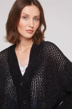Cheap CAMP DAVID & SOCCX Chenille-Cardigan mit Strickmuster black