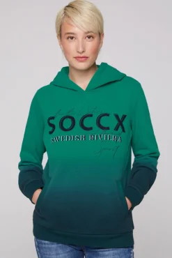 Cheap CAMP DAVID & SOCCX Dip Dye Hoodie mit Logo Print bottle green bottlegreen