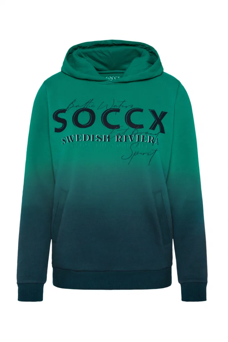 Cheap CAMP DAVID & SOCCX Dip Dye Hoodie mit Logo Print bottle green bottlegreen