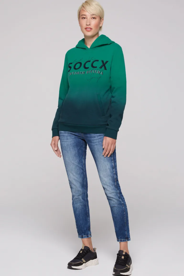 Cheap CAMP DAVID & SOCCX Dip Dye Hoodie mit Logo Print bottle green bottlegreen