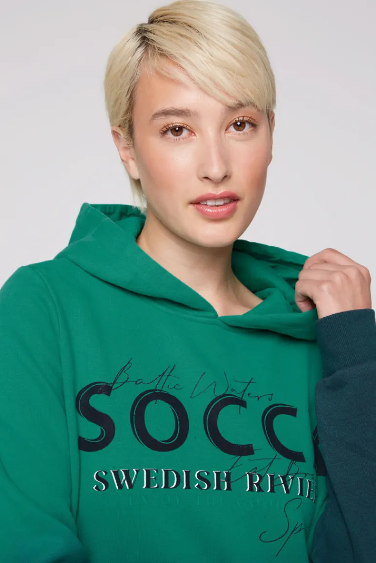 Cheap CAMP DAVID & SOCCX Dip Dye Hoodie mit Logo Print bottle green bottlegreen