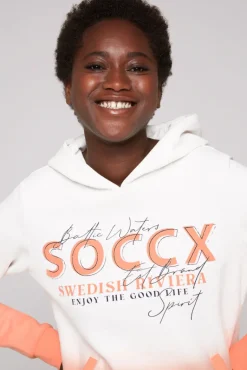 Cheap CAMP DAVID & SOCCX Dip Dye Hoodie mit Logo Print ivory