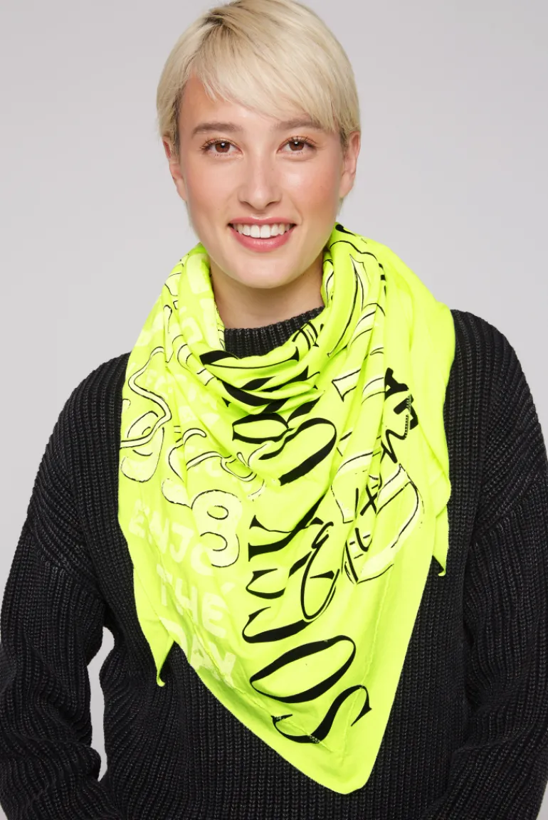 Best Sale CAMP DAVID & SOCCX Dreieckstuch im Materialmix mit Artwork yellow lime yellowlime