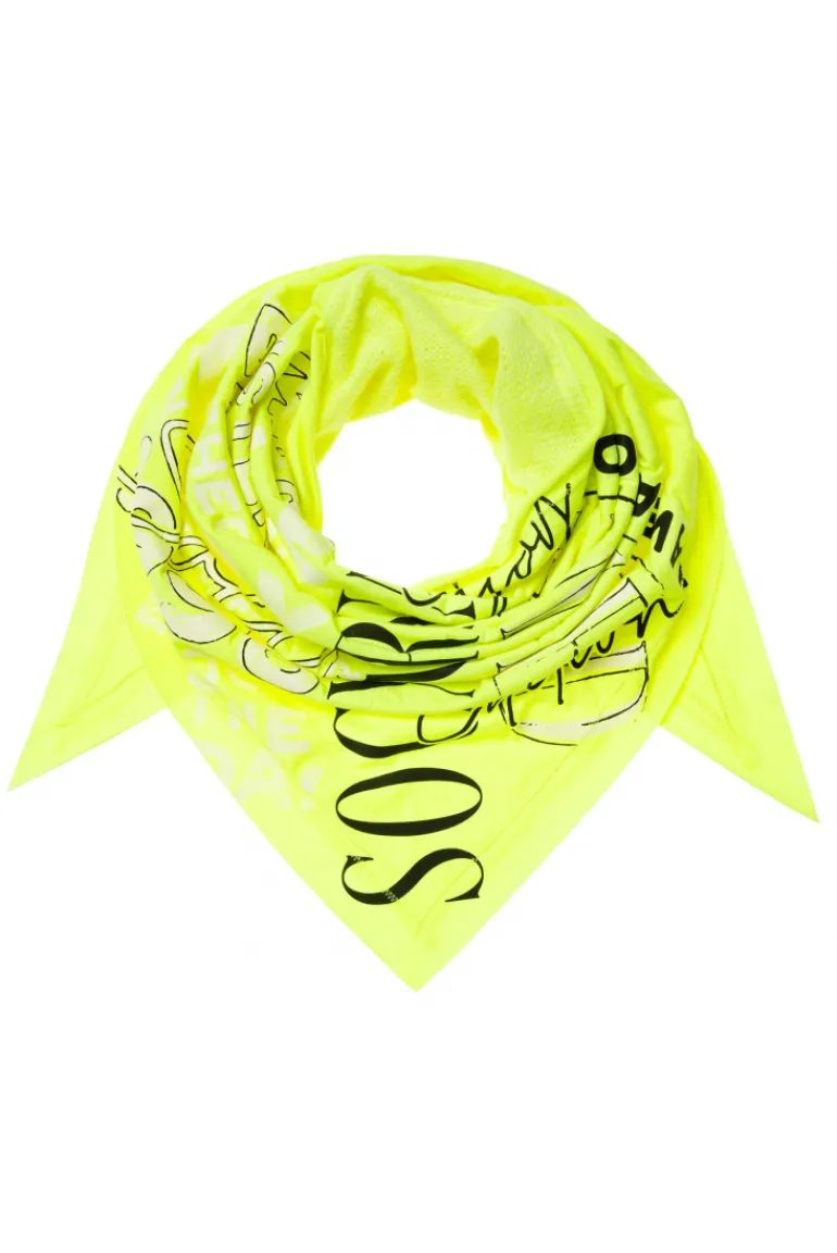 Best Sale CAMP DAVID & SOCCX Dreieckstuch im Materialmix mit Artwork yellow lime yellowlime
