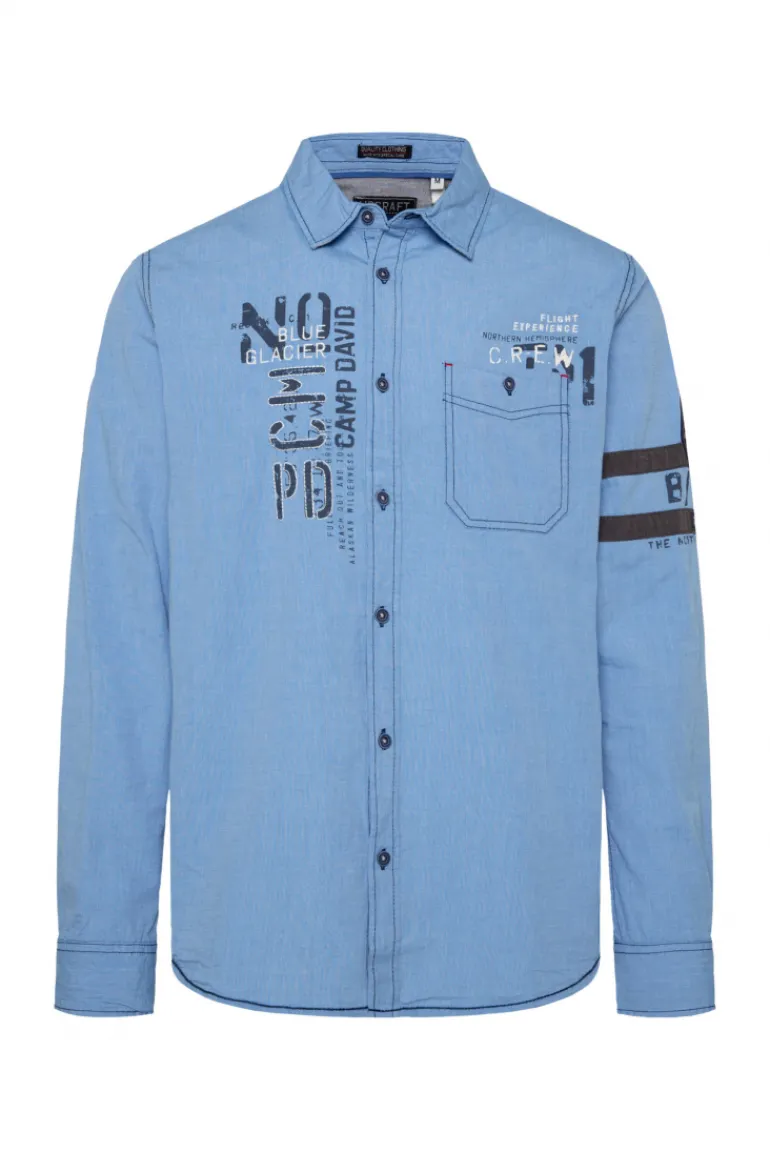 New CAMP DAVID & SOCCX Fil à Fil Langarmhemd mit Label-Applikationen strong blue strongblue