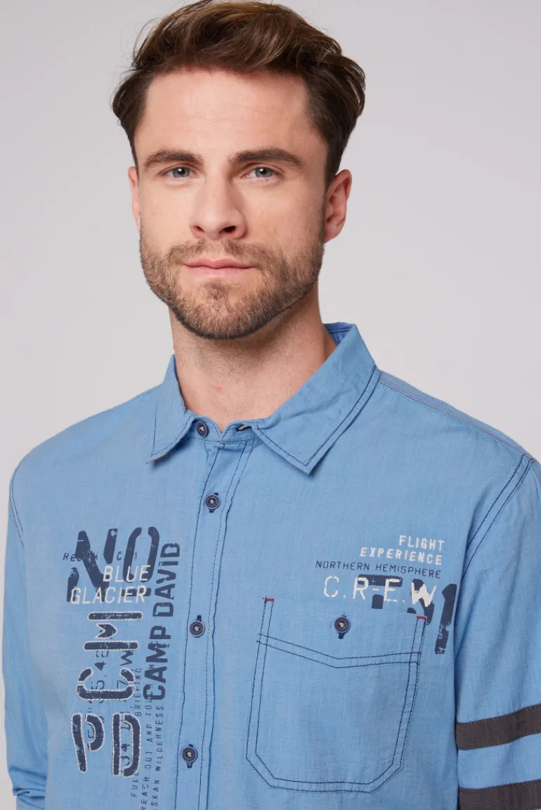 New CAMP DAVID & SOCCX Fil à Fil Langarmhemd mit Label-Applikationen strong blue strongblue