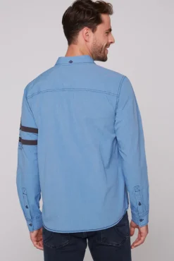 New CAMP DAVID & SOCCX Fil à Fil Langarmhemd mit Label-Applikationen strong blue strongblue