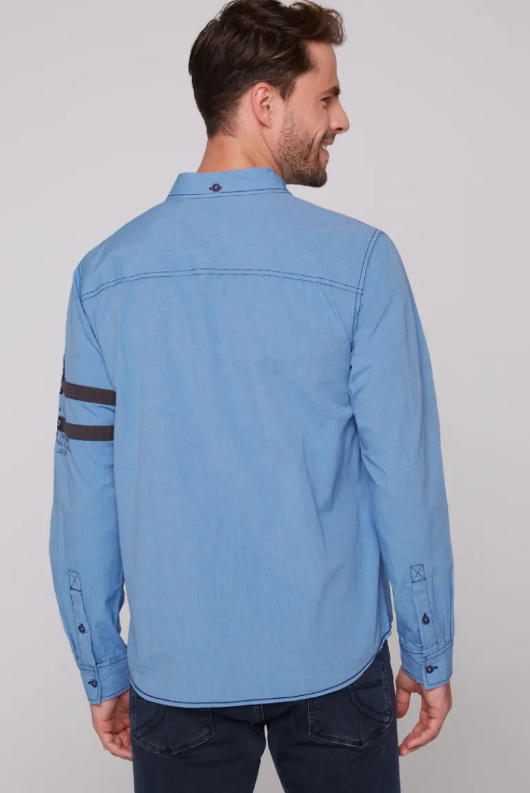 New CAMP DAVID & SOCCX Fil à Fil Langarmhemd mit Label-Applikationen strong blue strongblue
