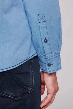New CAMP DAVID & SOCCX Fil à Fil Langarmhemd mit Label-Applikationen strong blue strongblue