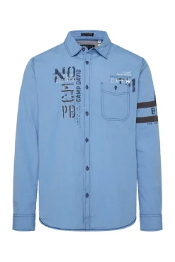 Sale CAMP DAVID & SOCCX Fil à Fil Langarmhemd mit Label-Applikationen strong blue strongblue