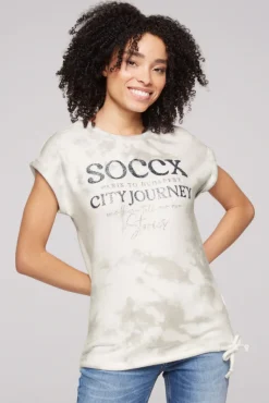 Hot CAMP DAVID & SOCCX Flauschstrick-Shirt mit Glitter Logo ivory